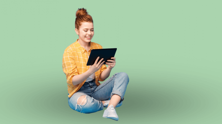 Menina estudando inglês Online